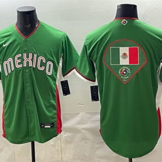 Men's Mexico Baseball Team Big Logo Green 2026 World Baseball Classic Stadium Stitched Jersey