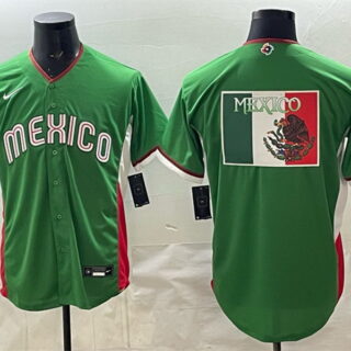 Men's Mexico Baseball Team Big Logo Green 2026 World Baseball Classic Stadium Stitched Jersey