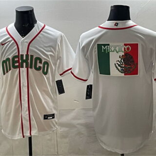 Men's Mexico Baseball Team Big Logo White 2026 World Baseball Classic Home Stadium Stitched Jersey