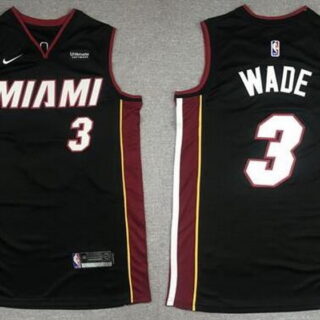 Men's Miami Heat #3 Dwyane Wade Black Stitched Jersey
