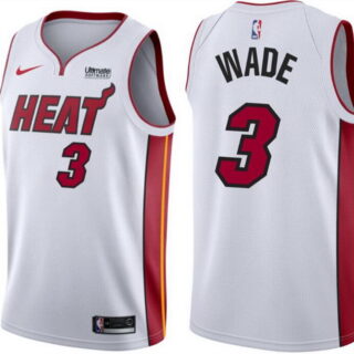 Men's Miami Heat #3 Dwyane Wade White Association Edition Swingman Stitched Jersey