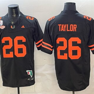Men's Miami Hurricanes #26 Sean Taylor Black F.U.S.E. Fiesta Bowl Champions & Florida Patch Stitched Football Jersey