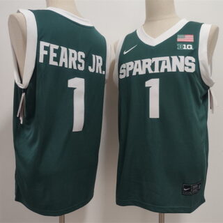 Men's Michigan State Spartans Green #1 Jeremy Fears Jr. Green Stitched Jersey