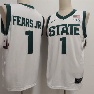 Men's Michigan State Spartans Green #1 Jeremy Fears Jr. White Stitched Jersey