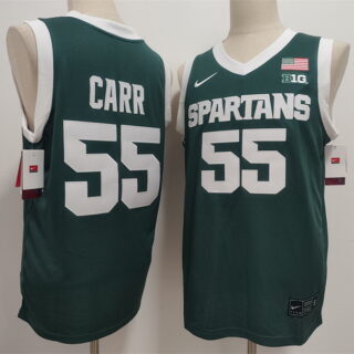 Men's Michigan State Spartans Green #55 Coen Carr Green Stitched Jersey