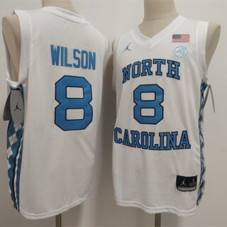 Men's North Carolina Tar Heels #8 Caleb Wilson White Limited College Stitched Jersey