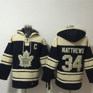 Men's Toronto Maple Leafs #34 Auston Matthews Black All Stitched Sweatshirt Hoodie