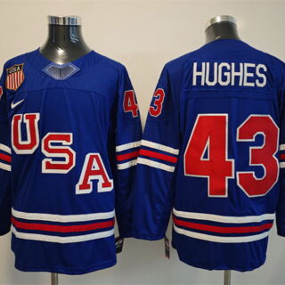Men's USA #43 Quinn Hughes Royal 2025-2026 Stitched Jersey