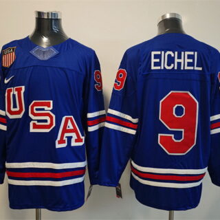 Men's USA #9 Jack Eichel Royal 2025-2026 Stitched Jersey