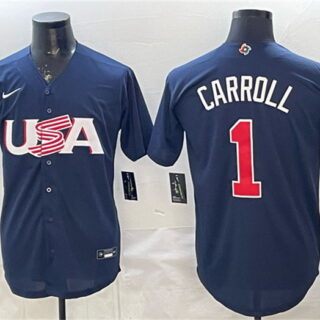 Men's USA Baseball #1 Corbin Carroll Navy World Baseball Classic Stitched Jersey