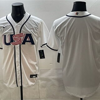 Men's USA Baseball Blank White 2026 World Baseball Classic Home Stadium Stitched Jersey