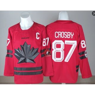 Men's Canada Hockey #87 Sidney Crosby With C Red 2026 Olympics Stitched Jersey
