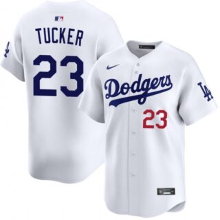 Men's Los Angeles Dodgers #23 Kyle Tucker White 2026 Home Limited Stitched Baseball Jersey