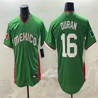 Men's Mexico Baseball #16 Jarren Duran Green 2026 World Baseball Classic Home Stadium Stitched Jersey