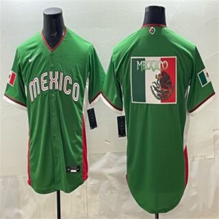 Men's Mexico Baseball Team Big Logo Green 2026 World Baseball Classic Home Stadium Stitched Jersey