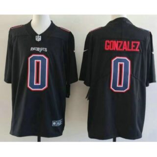 Men's New England Patriots #0 Christian Gonzalez Limited Black Fashion Vapor Jersey