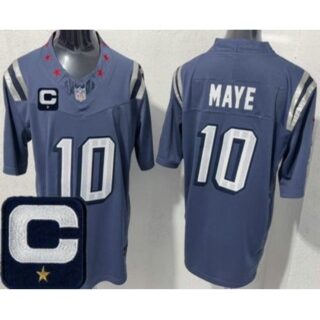 Men's New England Patriots #10 Drake Maye Limited Gray Rivalries Captain FUSE Vapor Jersey