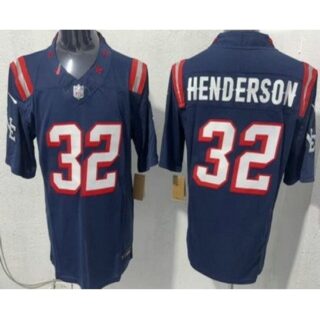 Men's New England Patriots #32 TreVeyon Henderson Limited Navy Rivalries FUSE Vapor Jersey