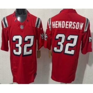 Men's New England Patriots #32 TreVeyon Henderson Limited Red Rivalries FUSE Vapor Jersey