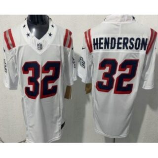 Men's New England Patriots #32 TreVeyon Henderson Limited White Rivalries FUSE Vapor Jersey