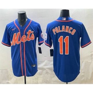 Men's New York Mets #11 Jorge Polanco Blue Cool Base Stitched Jersey