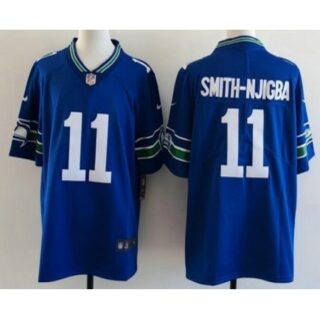 Men's Seattle Seahawks #11 Jaxon Smith Njigba Limited Blue Throwback Vapor Jersey