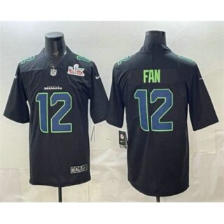 Men's Seattle Seahawks #12 Fan Limited Black Super Bowl LX Fashion Vapor Jersey
