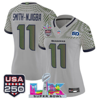 Njigba Gray 2025 F.U.S.E. Super Bowl LX & US 250th anniversary Patch And 50th Season Patch Rivalries Vapor Limited Football Stitched Jersey(Run Small)