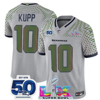 Youth Seattle Seahawks #10 Cooper Kupp Grey 2025 F.U.S.E. Super Bowl LX Patch And 50th Season Patch Rivalries Vapor Limited Stitched Football Jersey
