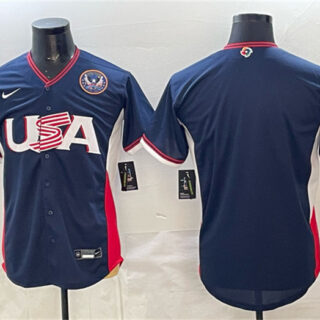 Custom Men's USA Baseball Navy 2026 World Baseball Classic United States 250th Anniversary Patch Road Stadium Stitched Jersey