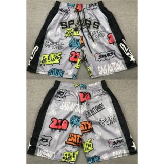 Men' San Antonio Spurs Black Gray Shorts (Run Smaller)