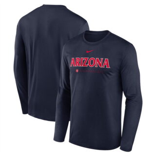 Men's Arizona Wildcats Navy 2025 Courtside Basketball Shootaround Legend Dri FIT Long Sleeve T-Shirt