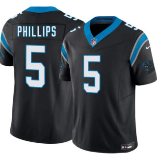 Men's Carolina Panthers #5 Jaelan Phillips Black 2025 F.U.S.E. Vapor Limited Stitched Football Jersey