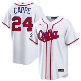 Men's Cuba Baseball #24 Yiddi Cappe White 2026 World Baseball Classic Home Stadium Stitched Jersey