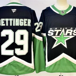 Men's Dallas Stars #29 Jake Oettinger Black 2025 26 Alternate Stitched Hockey Jersey
