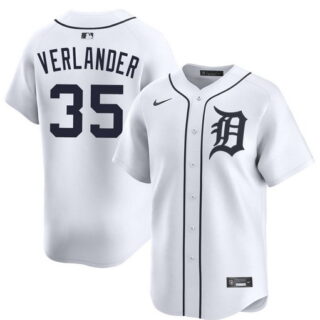 Men's Detroit Tigers #35 Justin Verlander White 2026 Home Limited Stitched Baseball Jersey