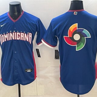 Men's Dominican Republic Baseball Royal 2026 World Baseball Big Logo Classic Stadium Stitched Jersey