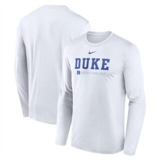Men's Duke Blue Devils White 2025 Courtside Basketball Shootaround Legend Dri FIT Long Sleeve T-Shirt
