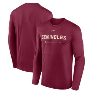 Men's Florida State Seminoles Red 2025 Courtside Basketball Shootaround Legend Dri FIT Long Sleeve T-Shirt