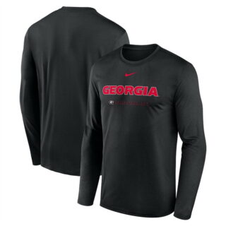 Men's Georgia Bulldogs Black 2025 Courtside Basketball Shootaround Legend Dri FIT Long Sleeve T-Shirt