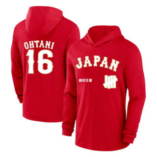 Men's Japan Baseball #16 Shohei Ohtani Red 2026 World Baseball Classic Club Hoodie
