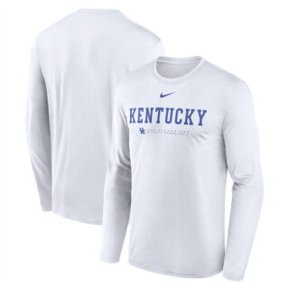 Men's Kentucky Wildcats White 2025 Courtside Basketball Shootaround Legend Dri FIT Long Sleeve T-Shirt