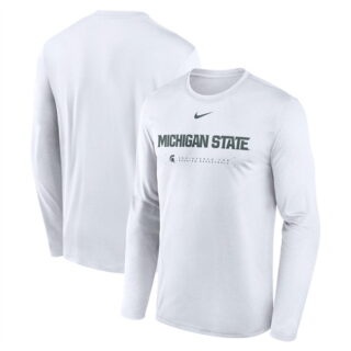 Men's Michigan State Spartans White 2025 Courtside Basketball Shootaround Legend Dri FIT Long Sleeve T-Shirt