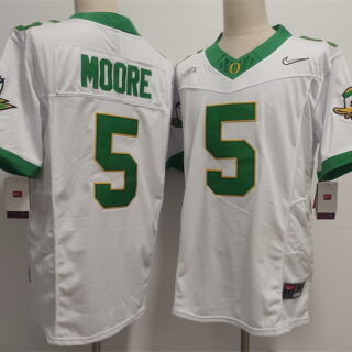 Men's Oregon Ducks #5 Dakorien Moore White 2026 F.U.S.E. Stitched Jersey