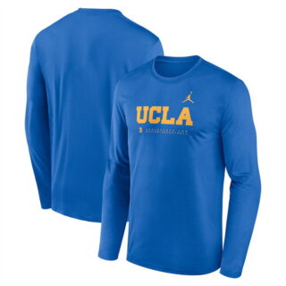 Men's UCLA Bruins Jordan Blue 2025 Courtside Basketball Shootaround Legend Dri FIT Long Sleeve T-Shirt