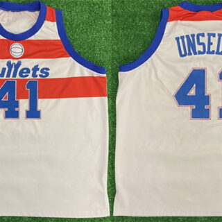 Men's Washington Bullets #41 Wes Unseld White Stitched Basketball Jersey