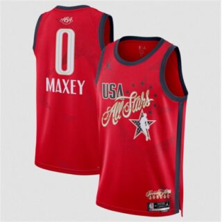 Men's 2026 All-Star #0 Tyrese Maxey Red Stitched Basketball Jersey