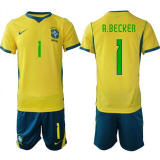 Men's Brazil #1 A.BECKER National Team FIFA x World Cup 2026 Home On Field Jersey