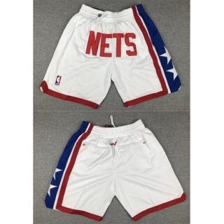 Men's Brooklyn Nets Retro White Shorts (Run Smaller)