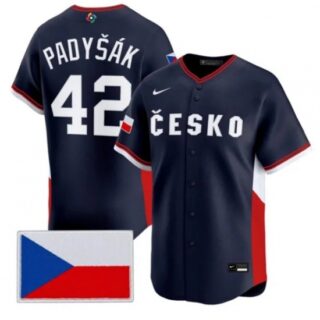 Men's Czech Republic Baseball #42 Daniel Padyk Navy 2026 World Baseball Classic Jersey